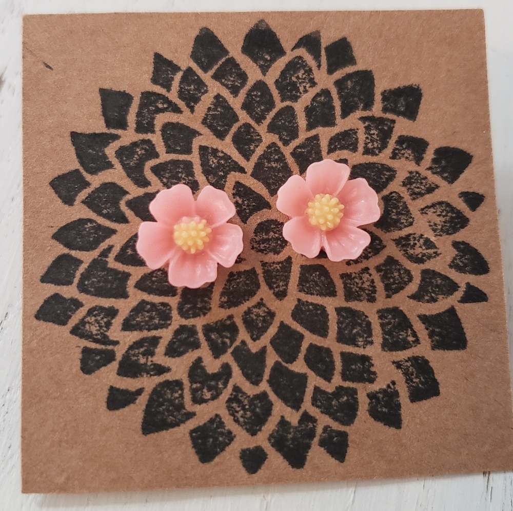 Pink Flower Earrings